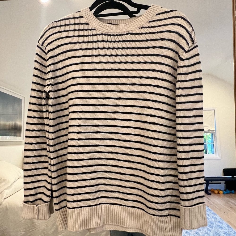 Jenni Kanye blue and white striped sweater small